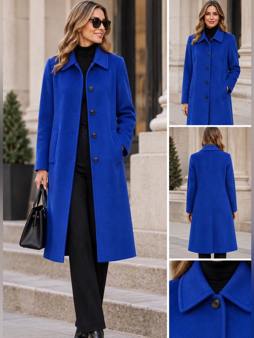 Vintage Escada Cobalt Blue Wool Rabbit Angora Swing Coat – Size 36 / M